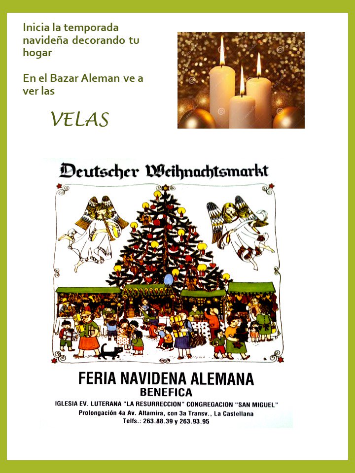 bazar_aleman's tweet photo. Te esperamos el proximo #25N para darle la bienvenida al #Adviento con delicias culinarias alemanas, tortas, dulces, decoracion, coronas y coros navideños, y sorpresas !
@Asohumboldt @humboldtccs @CAVENAL @AlemaniaVzla https://t.co/zbwaozYY56