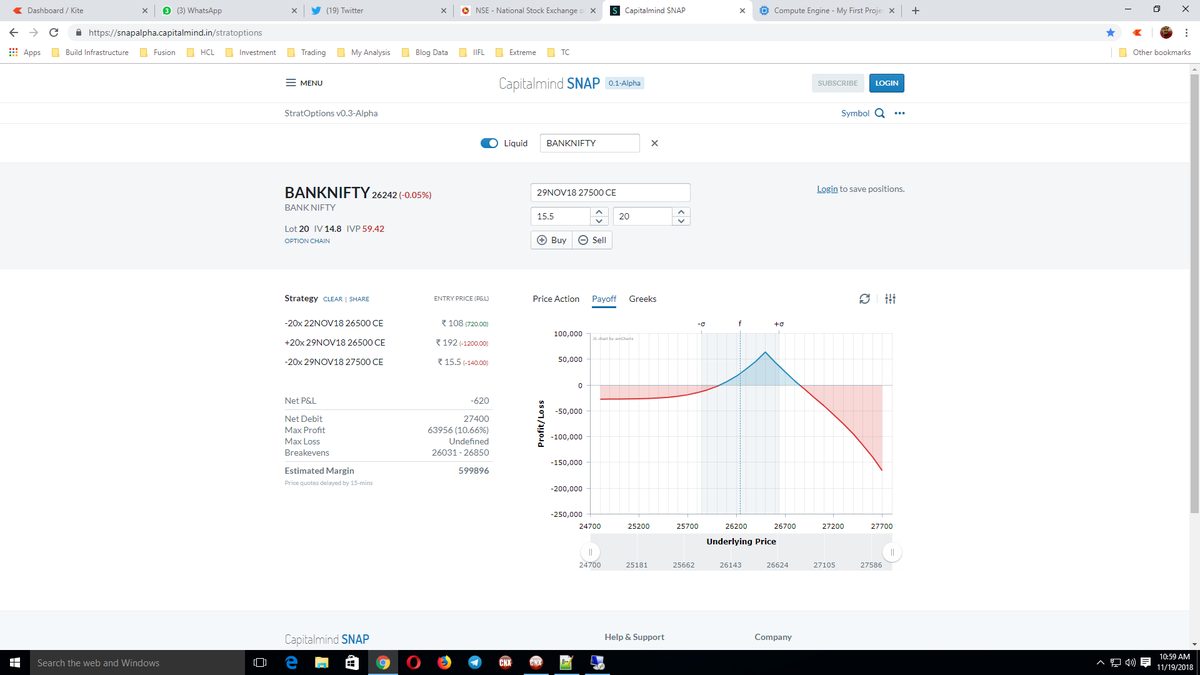 itjegan's tweet photo. Sold #callcalendar at 26500 with additional sold CE at 27500 to exploit the high VIX. This will be an auto hedge to putcalendar and Iron-Fly. #optionstrading https://t.co/y8NfCNj5Xa