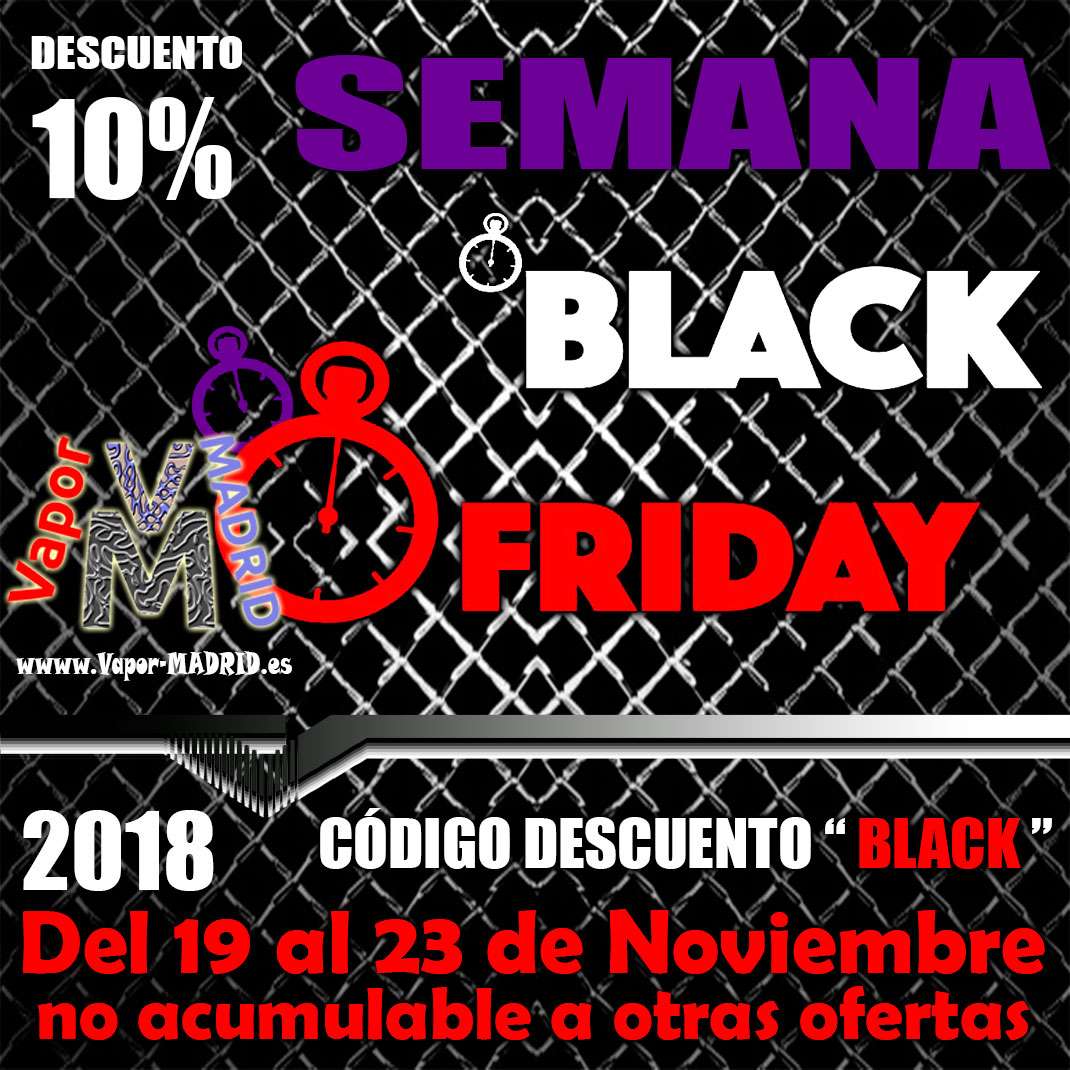 VaporMadrid's tweet photo. Semana BlackFriday en https://t.co/wu8BxhsDX9
desde el 19 hasta el 23 de Noviembre todo al 10% de descuento
#black #Friday #BlackFriday #vapormadrid #cloudchasing #dripeo #oferta #descuento #UnRetodeTodos #eCigs #cigarrilloselectronicos #vapeando #vapor #vapecommunity #instavape https://t.co/0nncs70bNl