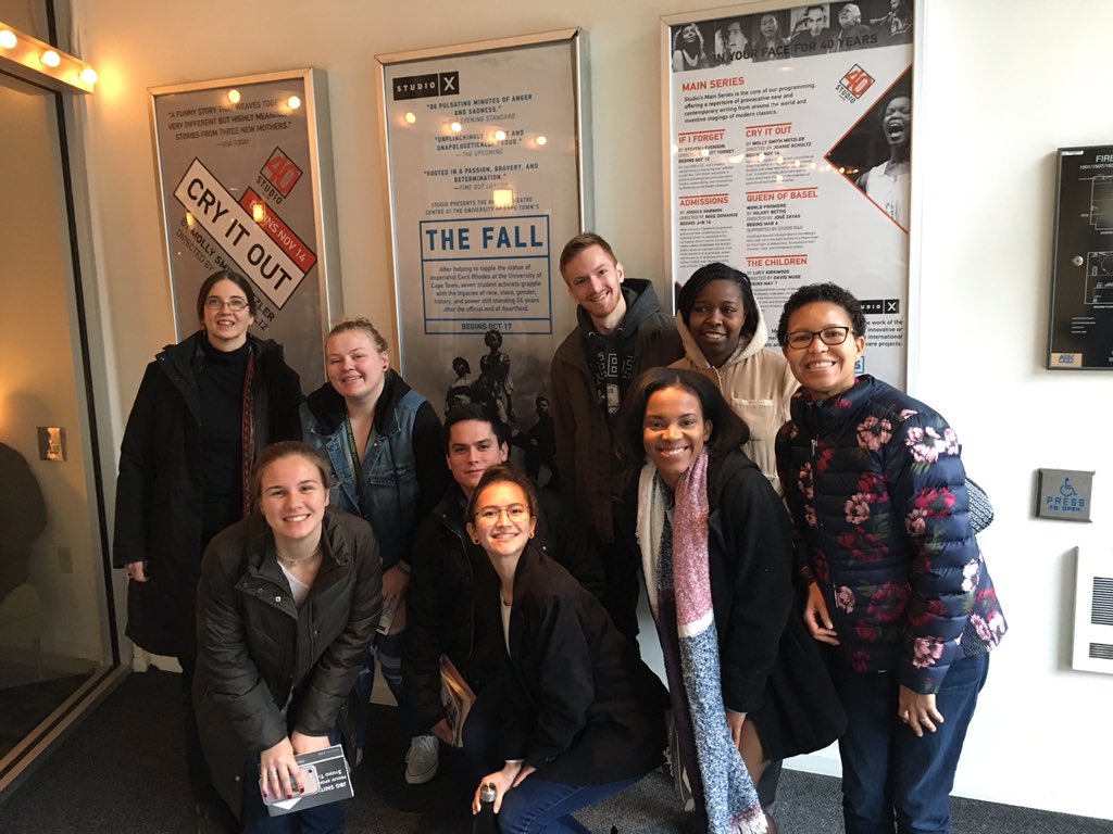 GMUFellowships's tweet photo. Thanks to @MasonHonorsLLC @ODIME_GMU &amp; @SCARatGMU 4 bringing @GeorgeMasonU students to see The Fall @Studio_Theatre today. #RhodesMustFall &amp; #FeesMustFall highlight the global struggle to bring access, inclusion, &amp; affordability 2 #highereducation https://t.co/yazWoARxm4