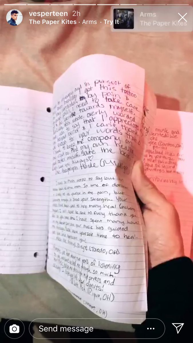 AbbyLynnn013's tweet photo. Vesperteam! If you haven’t seen Instagram, this was the book I took secret twitter submissions for and had as many people as I could get to fill encouraging words in a span of four days to encourage Colin! Even if you didn’t send a personal note, I wrote a general love note too😘 https://t.co/MgqtKWE0bs