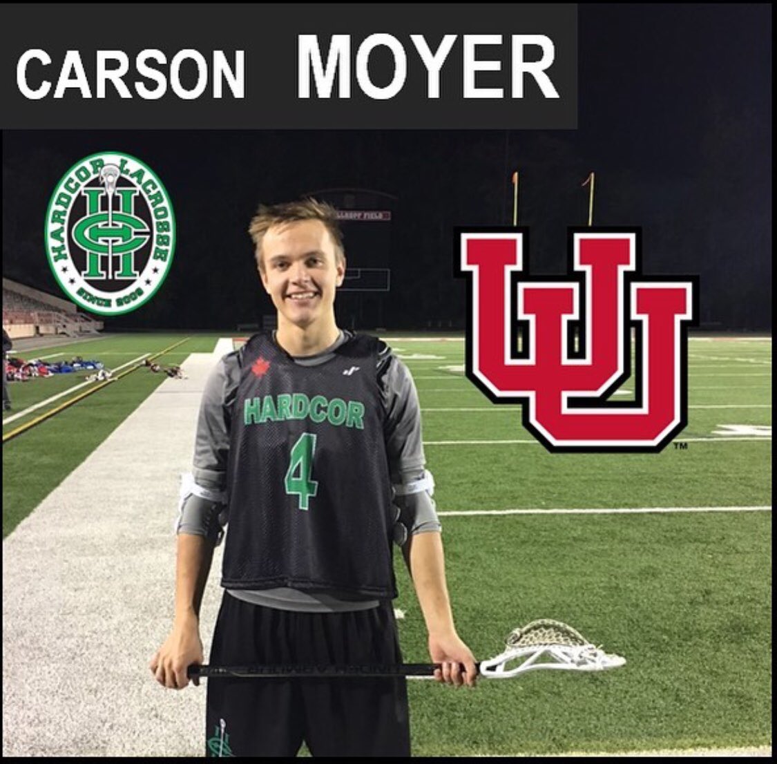 HardCorLax's tweet photo. Congrats to @HardCorLax 2019 @Carsonmoyerr on signing his NLI to the @UtahLacrosse program. #NCAALacrosse #GetAfterIt #BrightFuture #HardCorNation https://t.co/RVIe6SGodF