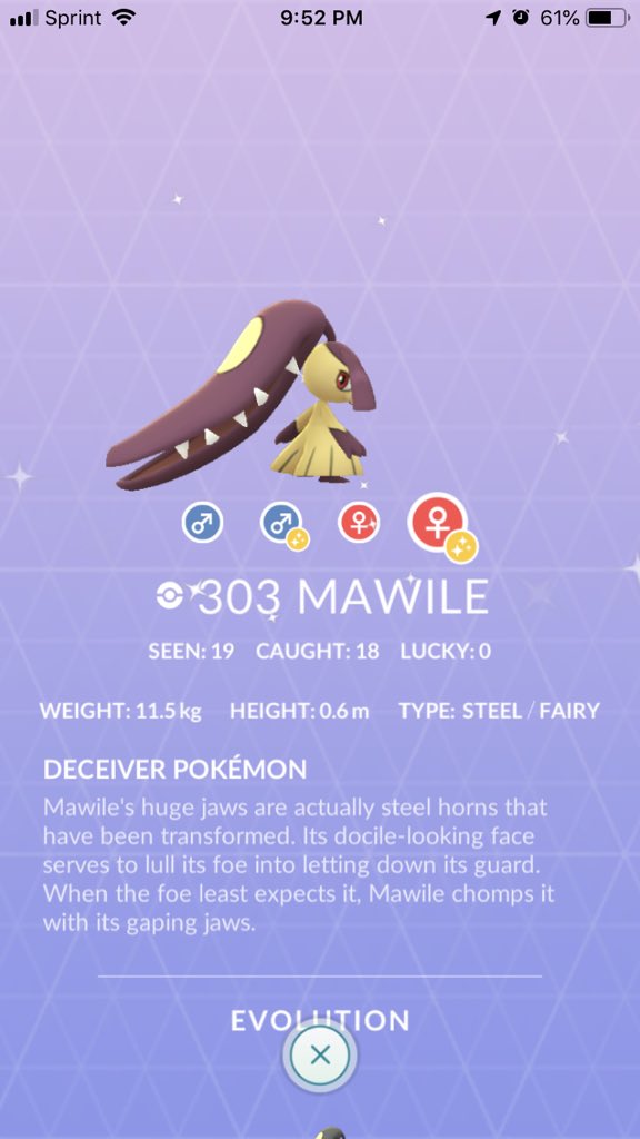 Kailei103's tweet photo. @ProdigiesNation Finally 18 later got shiny Mawile https://t.co/z2YYrYAHLe