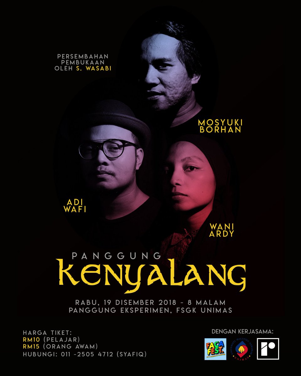 waniardy's tweet photo. Salam, tuan² & puan². @rumahripta dengan kerjasama @UNIMASofficial bakal ke Sarawak pada bulan Disember, membawa #RapatRipta (sembang santai) pada 18hb & #PanggungKenyalang (pementasan puisi) pada 19hb sempena @FFest2018. Sebarkan ke semua untuk kebahagiaan sejagat! #FACAfest2018 https://t.co/6gx8odp2xi