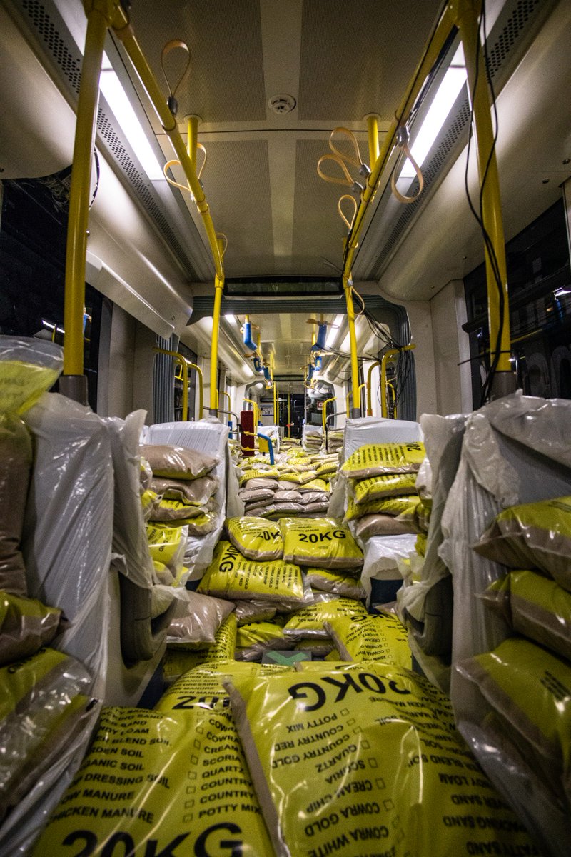 We used 23 tonnes of sand on Saturday night to perform 'crush testing', which involved simulating the light rail vehicle being full of passengers and testing for ride comfort and safety