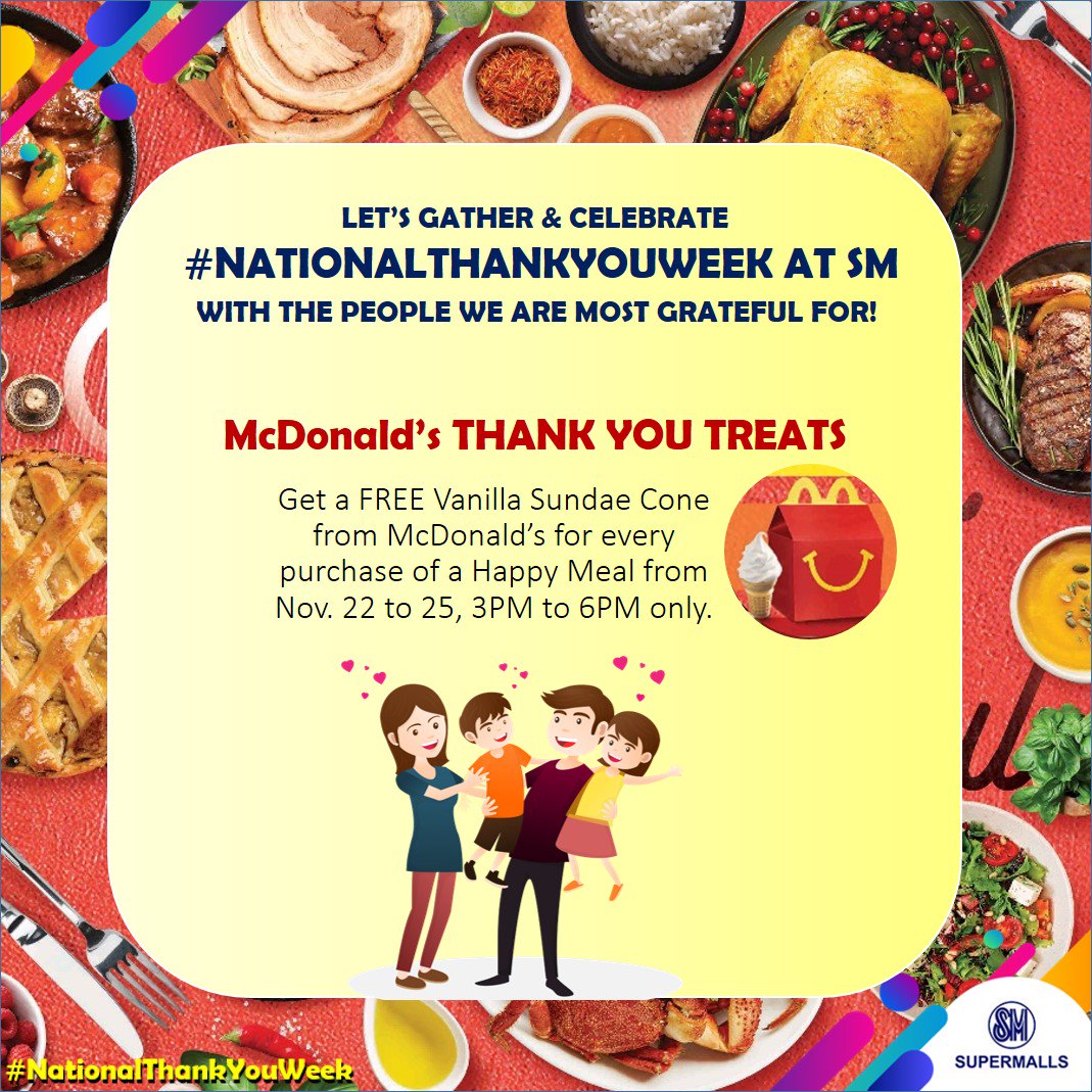 smsupermalls's tweet photo. RT NOW if you're thankful for your blessing this 2018! 🙏💞 Let's celebrate #NationalThankYouWeek this Nov. 19-25 by sharing the grateful vibes to the people around us!😊 #Thanksgiving2018 

#EverythingsHereAtSM 👉 https://t.co/qBkUqptCwO https://t.co/GcJwYjHtkB