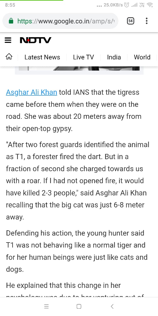 PreetiSMenon's tweet photo. When Murderers forget to match stories
Pic 1 @SMungantiwar in @IndianExpress today that #Avni was killed when a patrol party encountered her 15/20m away
Pic 2&amp;3 Killer Shafath Ali on 7th to @ndtvindia they recd info #Avni was on the prowl and killed her at 6/8m
#SackMungantiwar https://t.co/XtjAHAtUYN