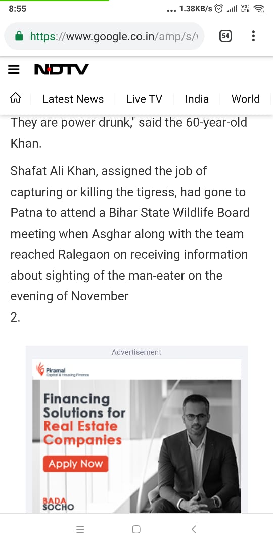 PreetiSMenon's tweet photo. When Murderers forget to match stories
Pic 1 @SMungantiwar in @IndianExpress today that #Avni was killed when a patrol party encountered her 15/20m away
Pic 2&amp;3 Killer Shafath Ali on 7th to @ndtvindia they recd info #Avni was on the prowl and killed her at 6/8m
#SackMungantiwar https://t.co/XtjAHAtUYN