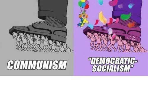PoliticalMiss's tweet photo. Communism vs Democratic Socialism. Welcome to the oppression #party. #BlueWave #StopTheIgnorance https://t.co/XM2OIbOjOU