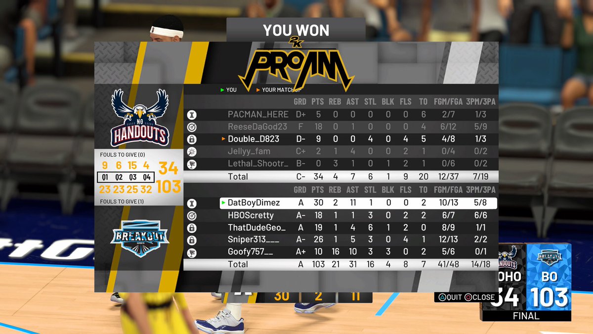 BreakouttGaming's tweet photo. “Floody_Fam” Ggs to No Handouts but it’s Levels to this! Remember that 🗣 @2kCompGames @xJellyy_Famx https://t.co/bMsEfKsTOG