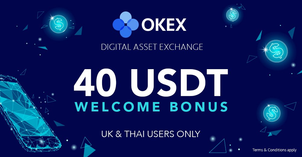 okx's tweet photo. 💰Get 40 USDT Welcome Bonus for FREE!

📝How to Enter
1. Follow @OKEx
2. RT
3. Get 10 USDT for signing up here (https://t.co/R1LPFTzLNa)
4. Get extra 30 USDT by depositing!

���TCs apply. UK &amp; Thai users exclusive. More countries to come! https://t.co/Z8F1E91kD2