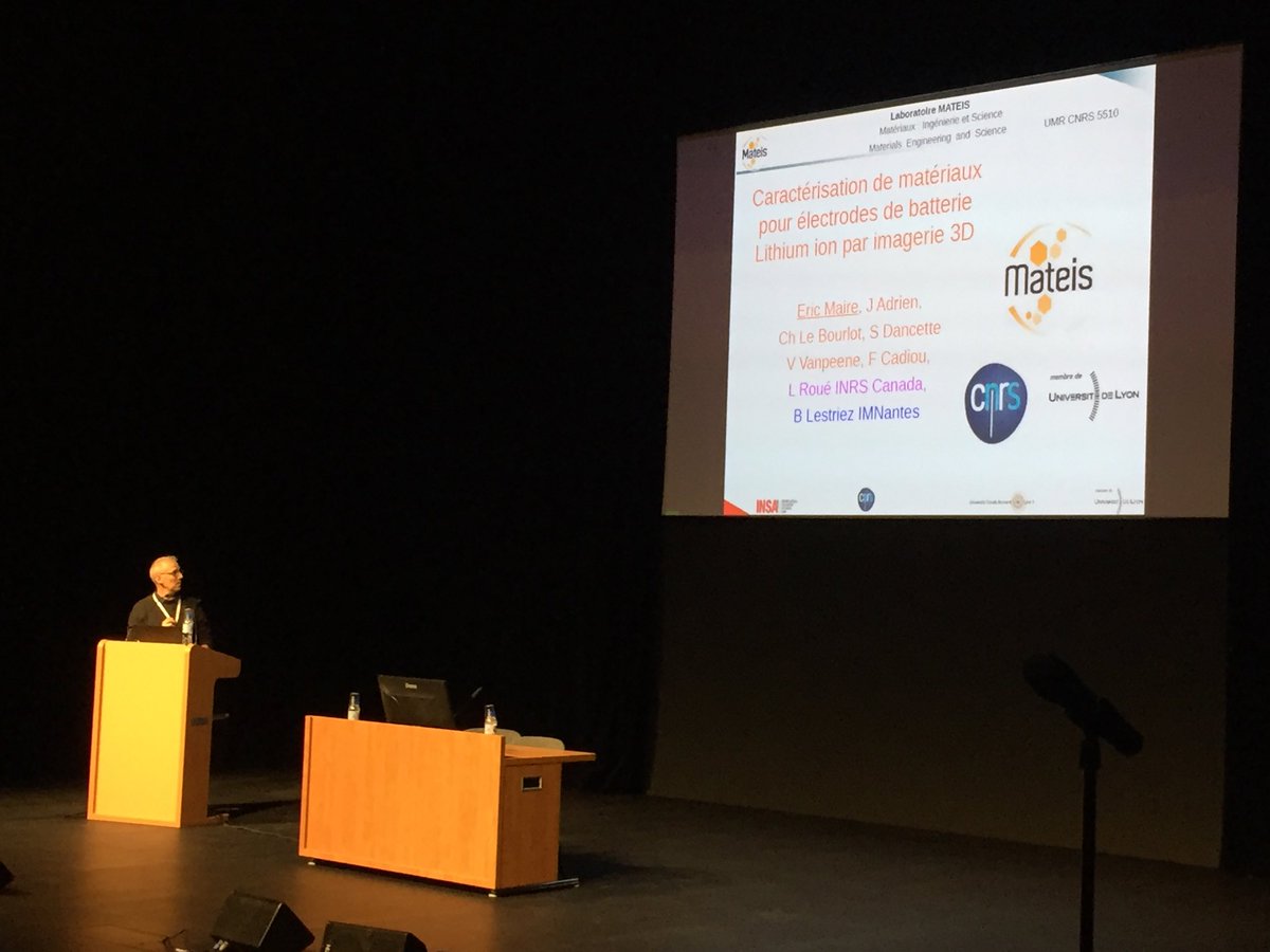 Chief Eric Maire #mateis #equipemetal on 3D characterization of Li-ion batteries at #materiaux2018