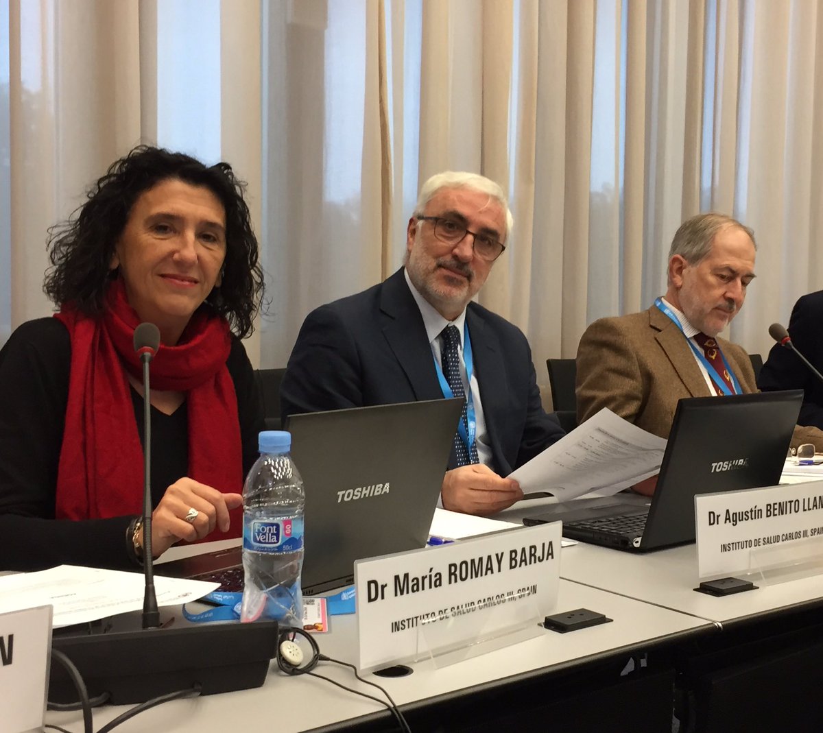 Agustín Benito and María Romay, CNMT-ISCIII, presenting Chagas situation in Spain at the Fourth WHO meeting of the non-endemic countries initiative on control of Chagas disease. Thanks to all RICET groups +Redivi and the Galicia Autonomous Community