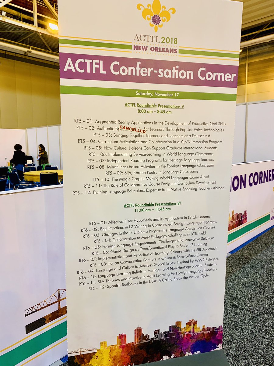 weinalichen's tweet photo. Great time presenting with my colleague Dr. Miyake-Trapp @TeachFiercely at the ACTFL Annual Convention! Now it is the time to explore NOLA! @actfl #ACTFL2018 #TESOL #gsep #pepperdineuniversity https://t.co/B0e20eIoAR