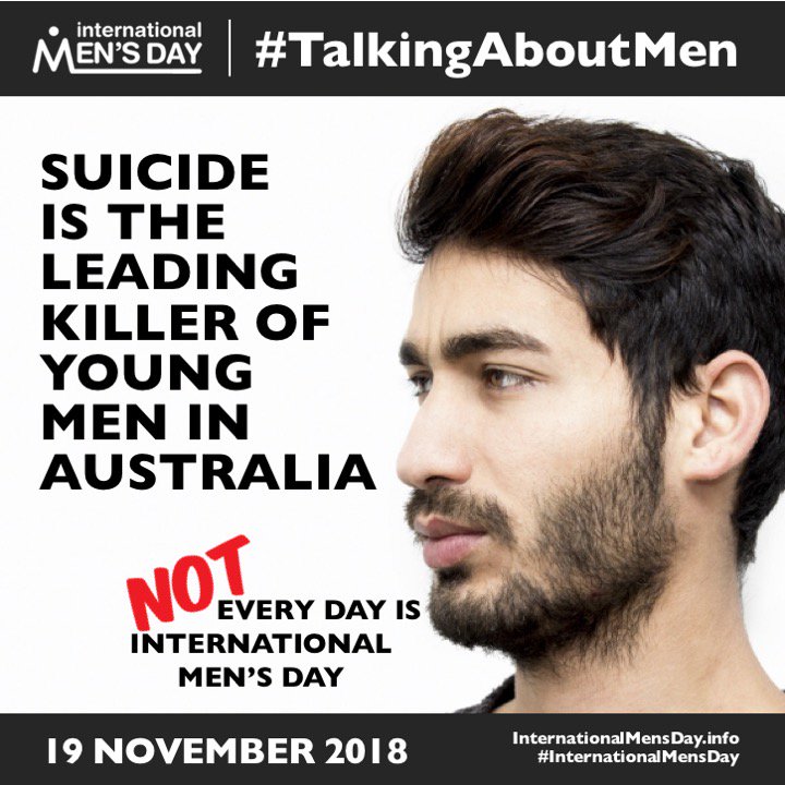 #MaleSuicide is the

#1 Killer

Of #YoungMen

NOT.....

#EveryDay is....

#InternationalMensDay

#StopMaleSuicide