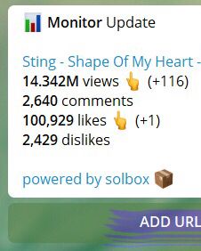 SolboxM's tweet photo. Get alerts every time your YouTube videos get X views 😁 #solbox #solboxmonitor #telegram #youtube #monitor #alerts #views #comments #likes #dislikes #youtubeviews #youtubecomments #youtubelikes #youtubedislikes #blogger #musician #youtuber #bot #telegrambot #youtubebot https://t.co/LcCXge0Fv3