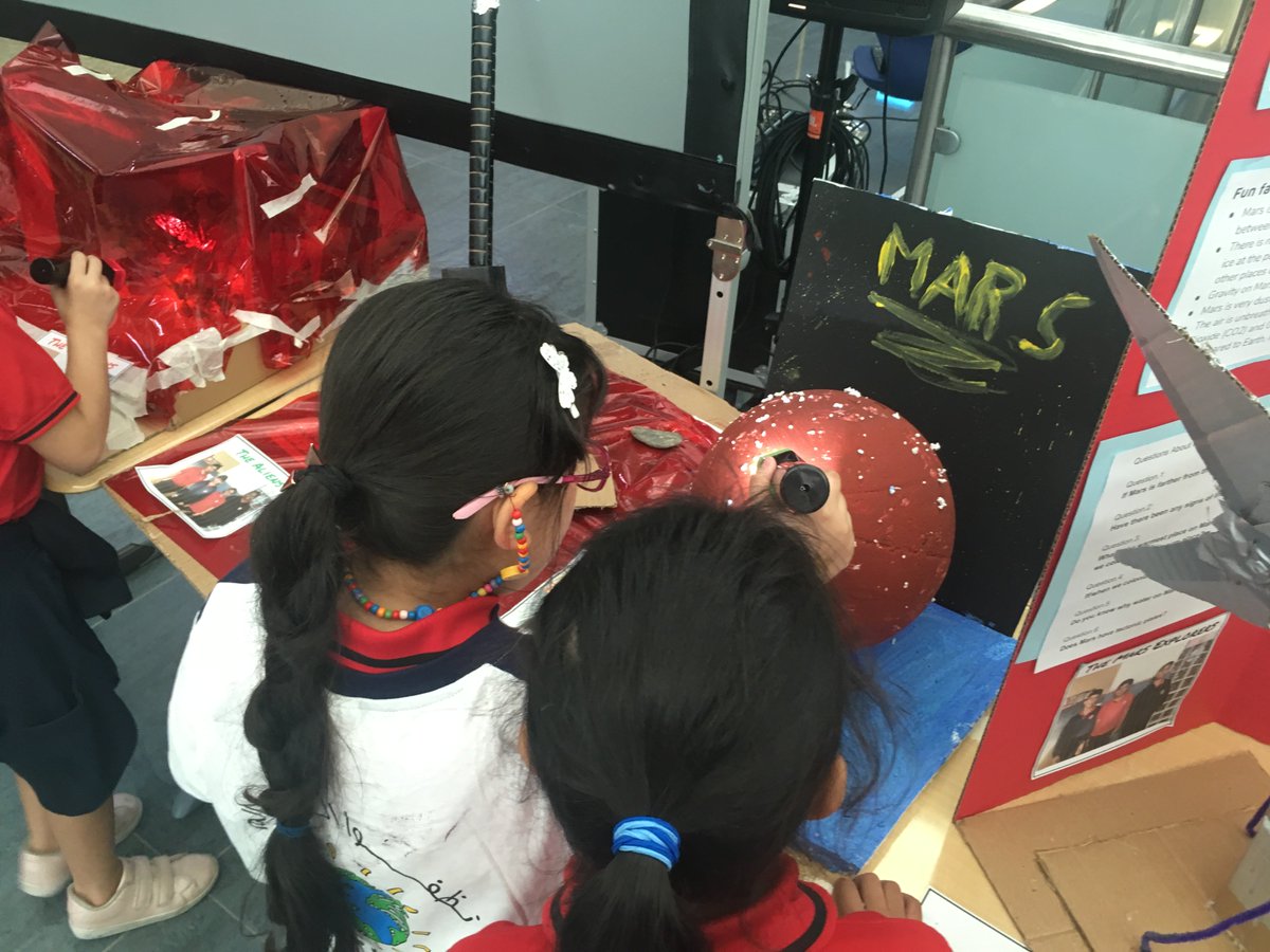 MsYasminsLab's tweet photo. Students observe other projects at the STEAM Expo and also present their own projects to their peers. From Space Landers to Emirates Mars Missions, the students had a lot to explore! @MrSimonMath @OICS_Dubai #OICSscience #STEM #STEAM #science #space https://t.co/TQccO3DyWW