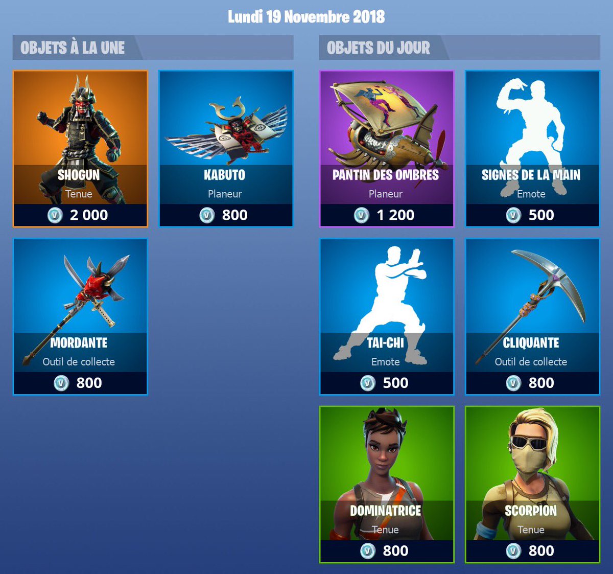 boutique du 19 11 2018 koyamie fortnite boutique - fortnite boutique du jour