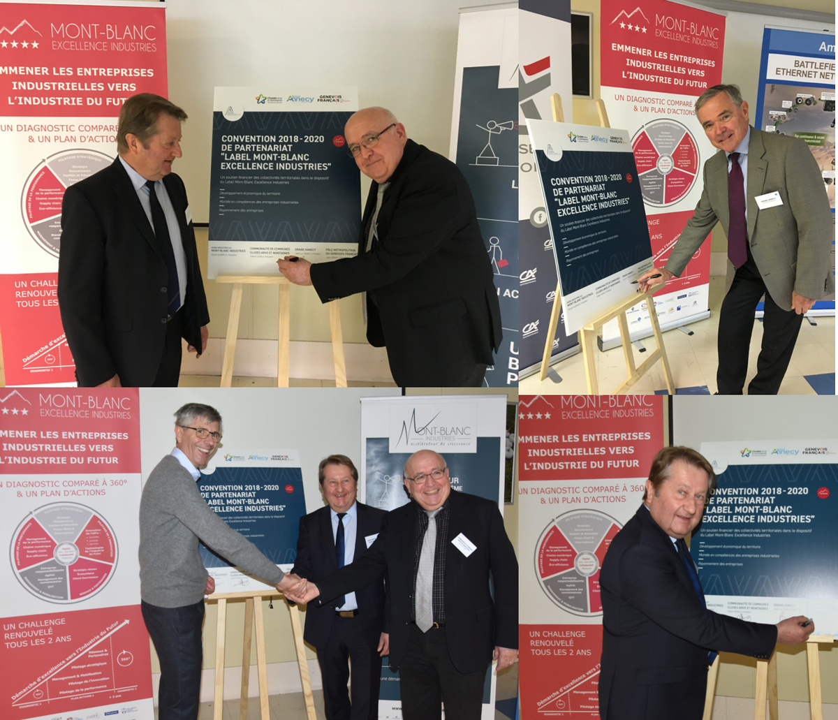 A l'occasion de la visite chez <a href="/AmphenolSOCAPEX/">Amphenol SOCAPEX</a> le 16/11, les 3 EPCI ont signé la convention de soutien au LABEL pour 3 ans en présence de <a href="/Gilbert1949/">Gilbert Catala</a> président <a href="/2CCAM/">ClusesArve&Montagnes</a>, de Marin Gaillard VP du pole #genevoisfrancais et de <a href="/BernardAccoyer/">Bernard Accoyer</a> VP #grandannecy