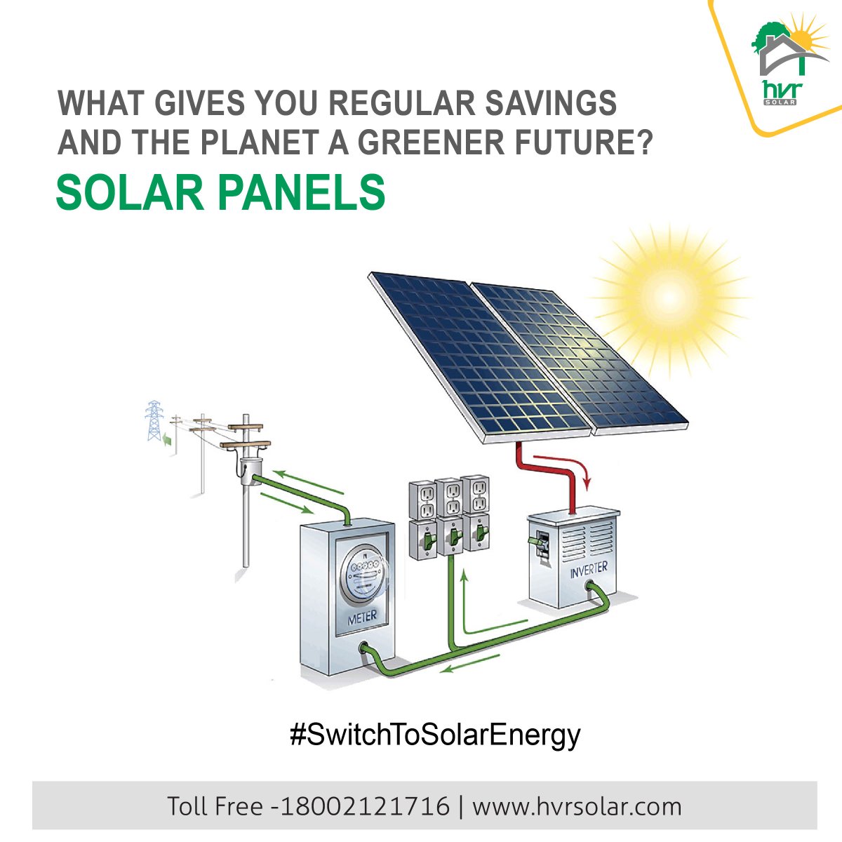 HVR_Solar's tweet photo. What gives you regular savings and the planet a greener future? 
Answer is #SolarPanels 
#SwitchToSolarEnergy #HVRSolar #SolarEnergy #GreenPlanet #SolarProducts https://t.co/rLGFf9mqi0