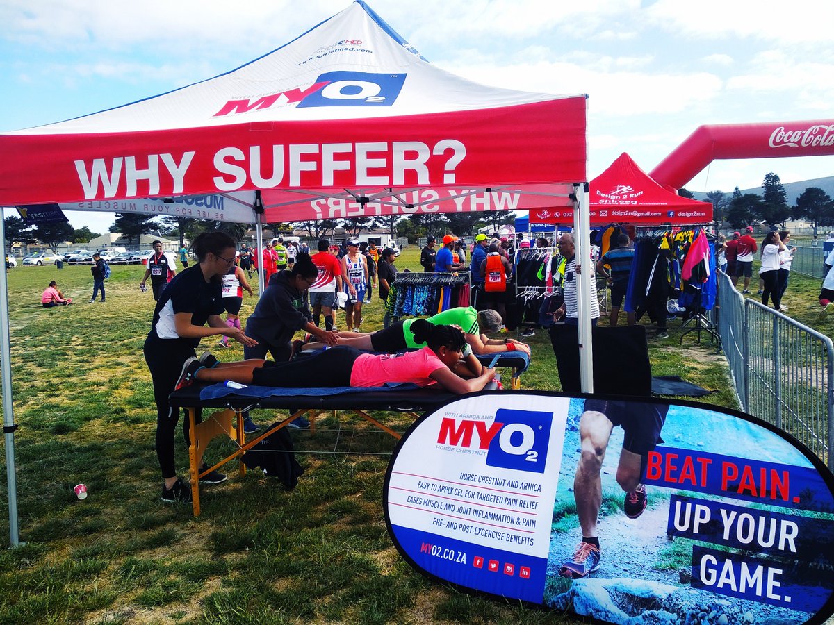 myo2_products's tweet photo. Post-race recovery massages with MYO2 Recovery Gel at the Edgemead 10km race in Cape Town on Saturday. Well done to all participants and our massage crew!
#beatpain #recoverquicker #musclesupport https://t.co/DybqyYFkbY