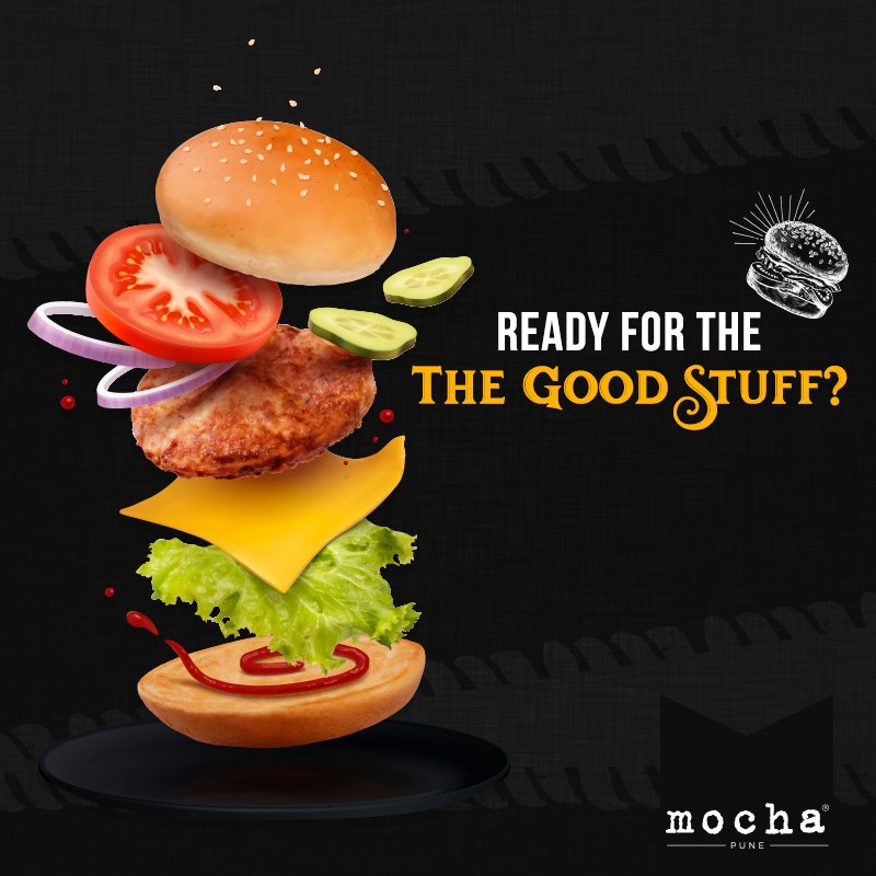 If our #Burger ain't the good stuff, nothing is! Find the juiciest #Burgers at #Mocha today!
#MochaPune #Pune #PuneFoodies #Foodies #Fun #Foodgasm #BuzzFeed #KoregaonPark #FoodBlogger