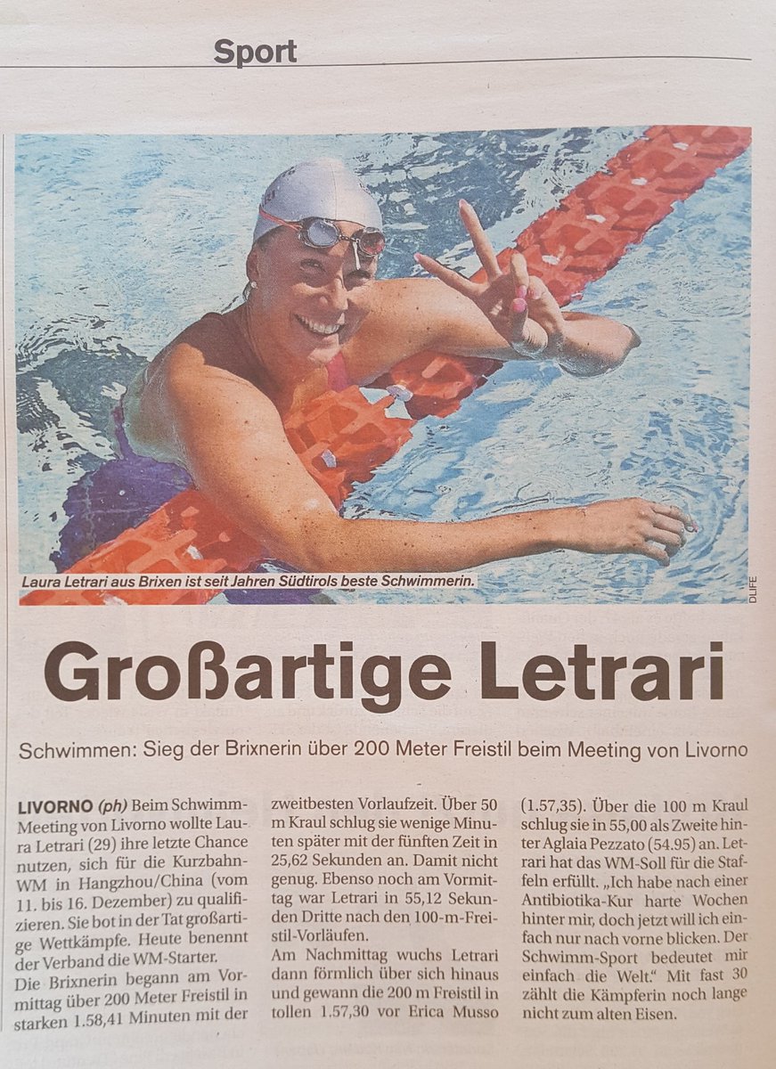 BolzanoNuoto's tweet photo. News "Dolomiten" + "Zett"
18-19/11/18 ๐ช๐๐ฐ
#livorno #vittoria #forzaLaura #teambzn๐ https://t.co/NARqYOpUd6