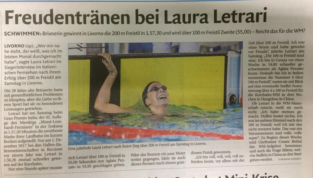 BolzanoNuoto's tweet photo. News "Dolomiten" + "Zett"
18-19/11/18 ๐ช๐๐ฐ
#livorno #vittoria #forzaLaura #teambzn๐ https://t.co/NARqYOpUd6