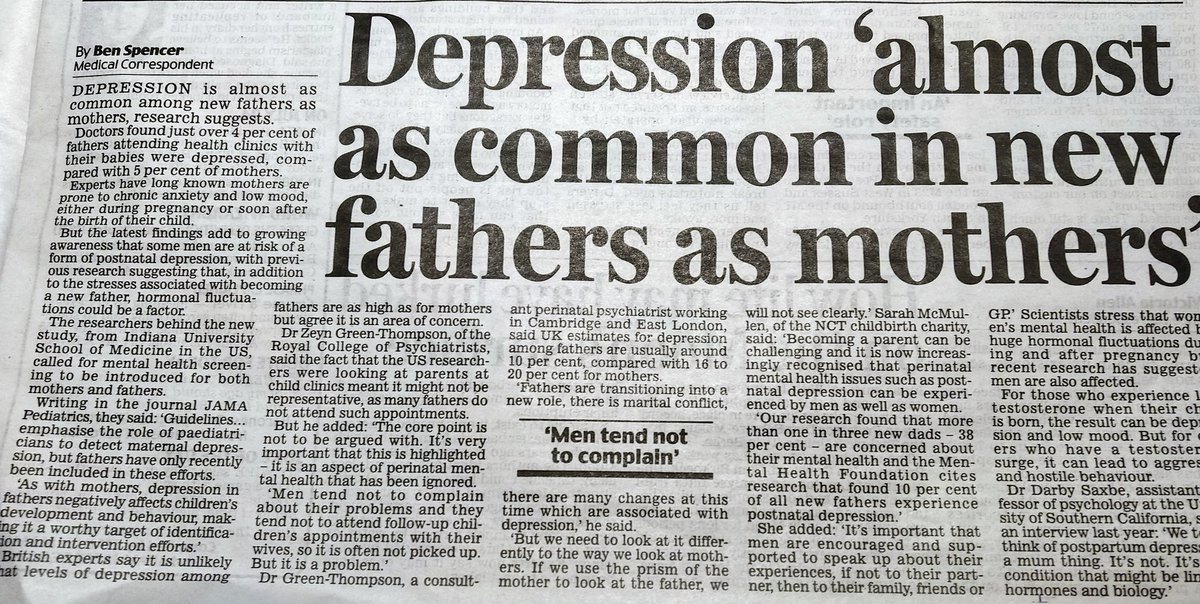 MarkWilliamsFMH's tweet photo. One in 10 dads reporting symptoms of Paternal Postpartum Depression

17% of dads reporting symptoms of Anxiety.

92% of parents reporting increased conflict in the first year of family and

67% reporting a decline in relationship satisfaction in the first 3. https://t.co/IwKdGrPKCw