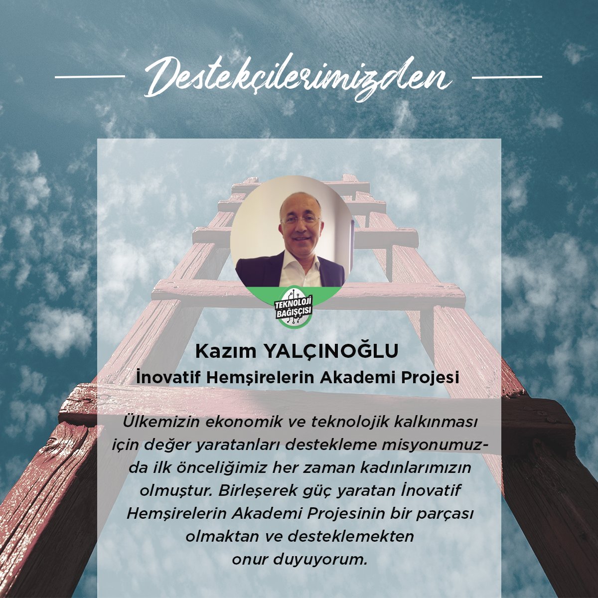 ideanestorg's tweet photo. Ideanest destekçilerimizden mesaj var! Değerli destekçimiz Kazım Yalçınoğlu’na duyarlılığı ve İnovatif Hemşirelerin Akademi Projesi’ne yaptığı katkı için ne kadar teşekkür etsek az! @KazimYalcinoglu @1Kongresi #IdeanestleDestekle #NeDediler #Testimonial #TeknolojiBağışçısı https://t.co/61mRIW3AJL