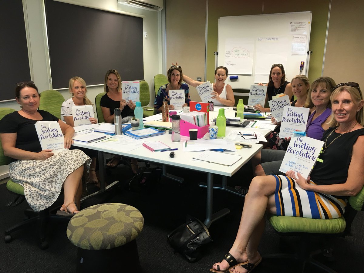 joyruddal's tweet photo. Our team of Literacy Leaders for Writing working together to share their successes and puzzles using the incredible research contained within @TheWritingRevol A big hello @JudithCHochman from us here on the sunny Gold Coast, Australia. We can’t wait to learn more. https://t.co/YSJdZsuRK9
