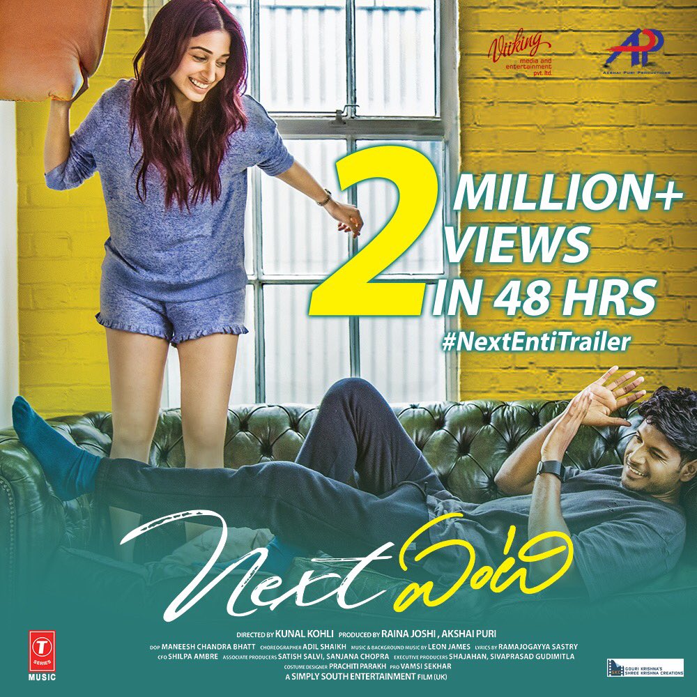 ursniresh's tweet photo. 2 Million+ views For #NextEntiTrailer

▶️https://t.co/bJeeGEmYLD

@sundeepkishan @kunalkohli @tamannaahspeaks @pnavdeep26 @PuriAkshai @larissabonesi https://t.co/vtQJOoi7wJ