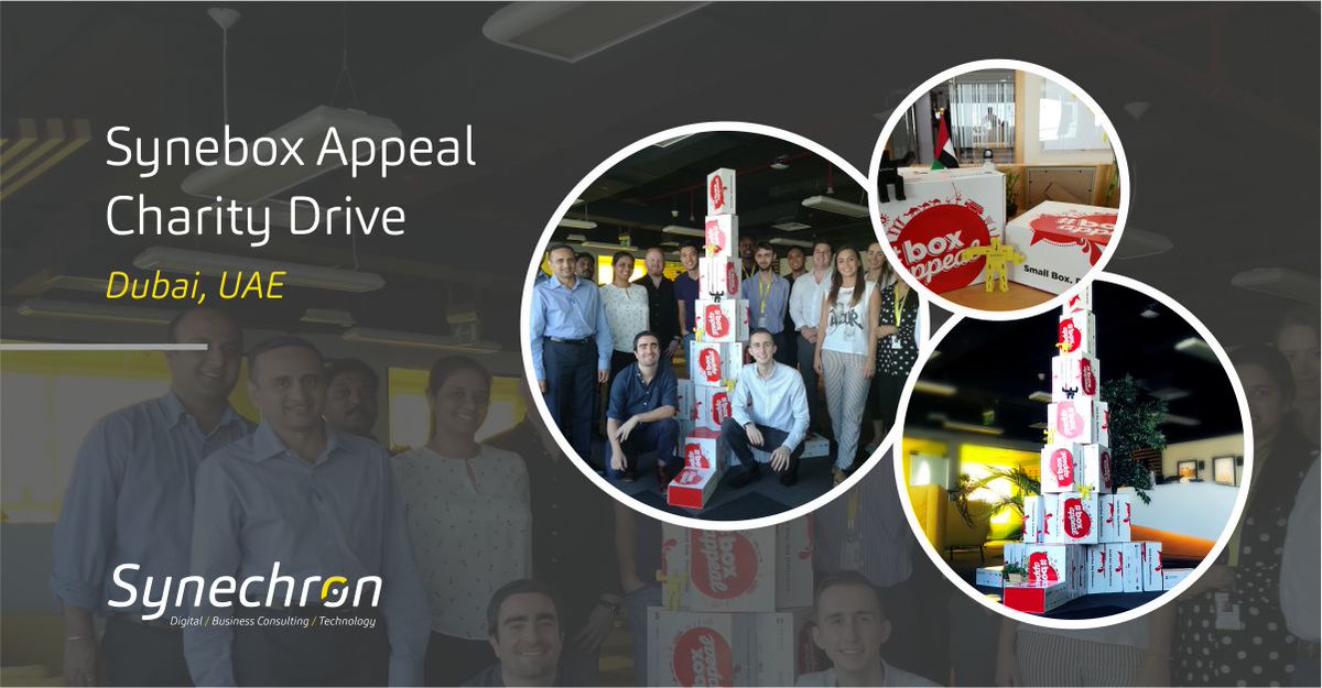 Synechron's tweet photo. .@Synechron #ME #Dubai #Team are #delighted to be #associated with the #TheBoxAppeal #CharityCampaign that helps and supports over 10,000 laborers in #UAE. #SmallBoxBigDifference https://t.co/xMJJXMKMhy