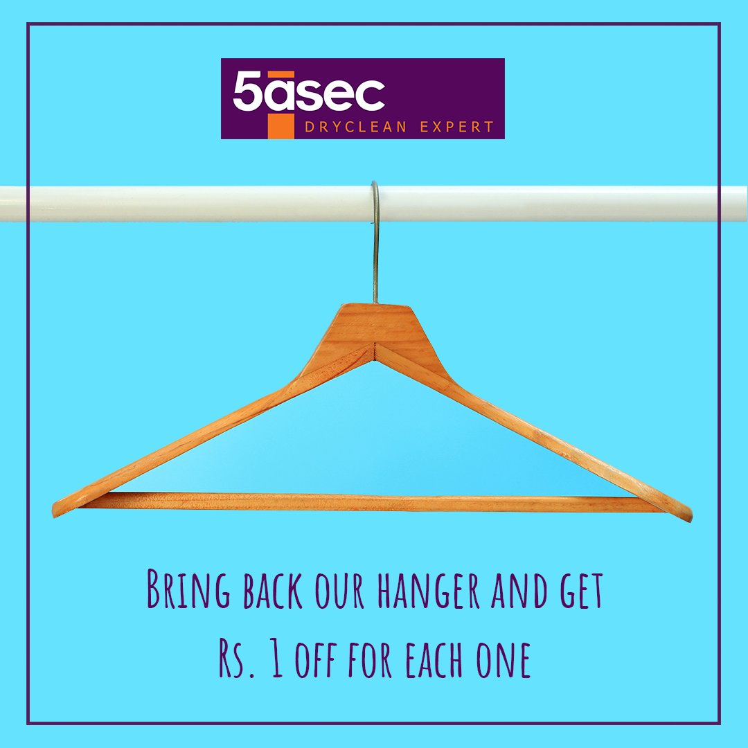 Do your bit to reduce waste! Bring back the 5asec Hanger and get Rs. 1 off for every hanger you give back. The smallest gestures can have a huge impact. #SaveEnviornnent #Waste #5asecIndia #GlobalWarming #Enviornment