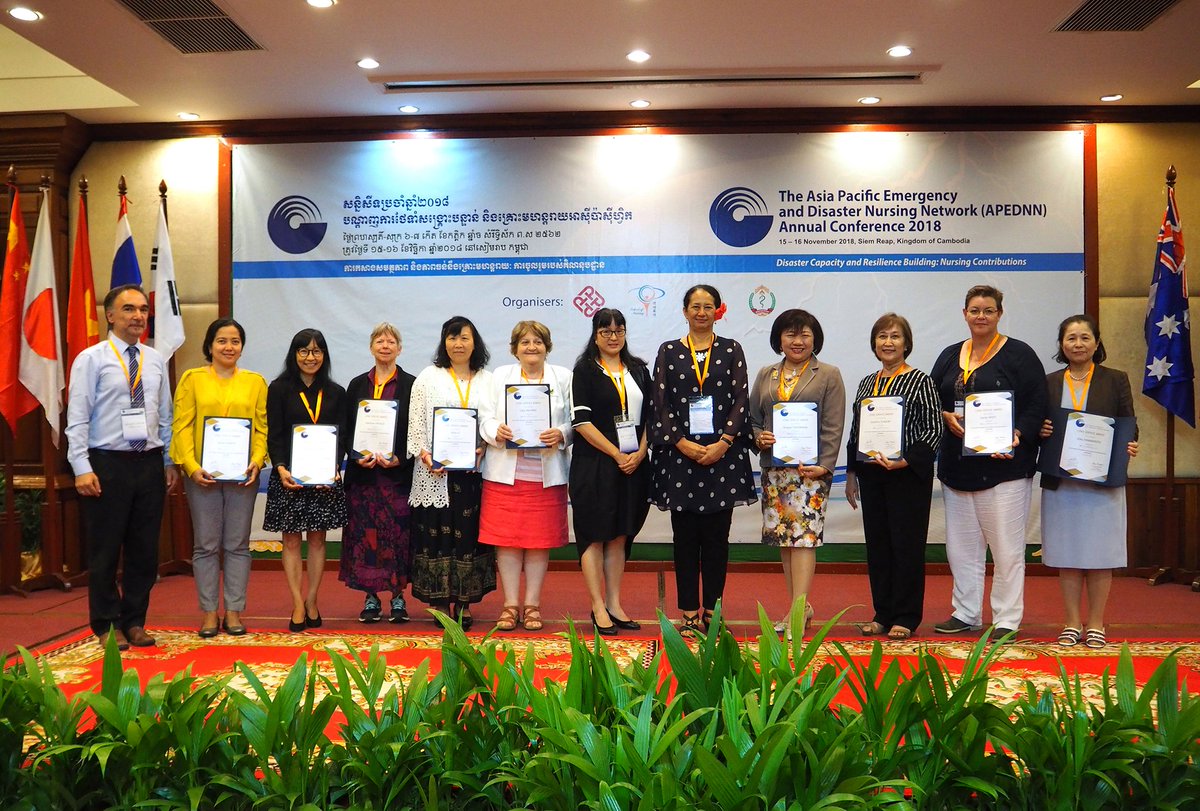 PolyU_Nursing's tweet photo. As the Co-Secretariat of APEDNN, the School and the Faculty of Nursing, Mahidol University, Thailand, jointly organised the Asia-Pacific Emergency and Disaster Nursing Network (#APEDNN) Annual Conference 2018, on 15 to 16 November 2018, in Siem Reap, Cambodia. https://t.co/JemarsOupT