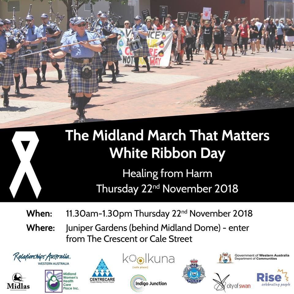 The #MidlandMarchThatMatters is this Thursday. Up to 500 members of the public will join police, support agencies and community groups to take a stand against domestic violence – one of WA’s biggest grassroots White Ribbon Day events: buff.ly/2BgpdQQ <a href="/WhiteRibbonAust/">White Ribbon Aus</a>