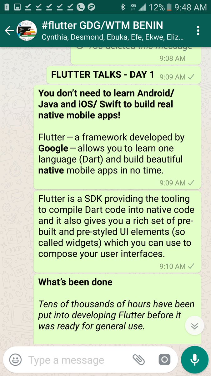 sam_plusplus's tweet image. Just gave our first FLUTTER TALK on our @gdgbenin whatsapp group. Did some introduction to Flutter and it&apos;s advantages #flutter #Google #flutterstudyjams #GDGBenin