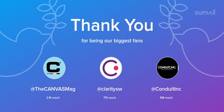 LabelsMonster's tweet image. Our biggest fans this week: @TheCANVASMag, @claritysw, @ConduitInc. Thank you! via sumall.com/thankyou?utm_s…