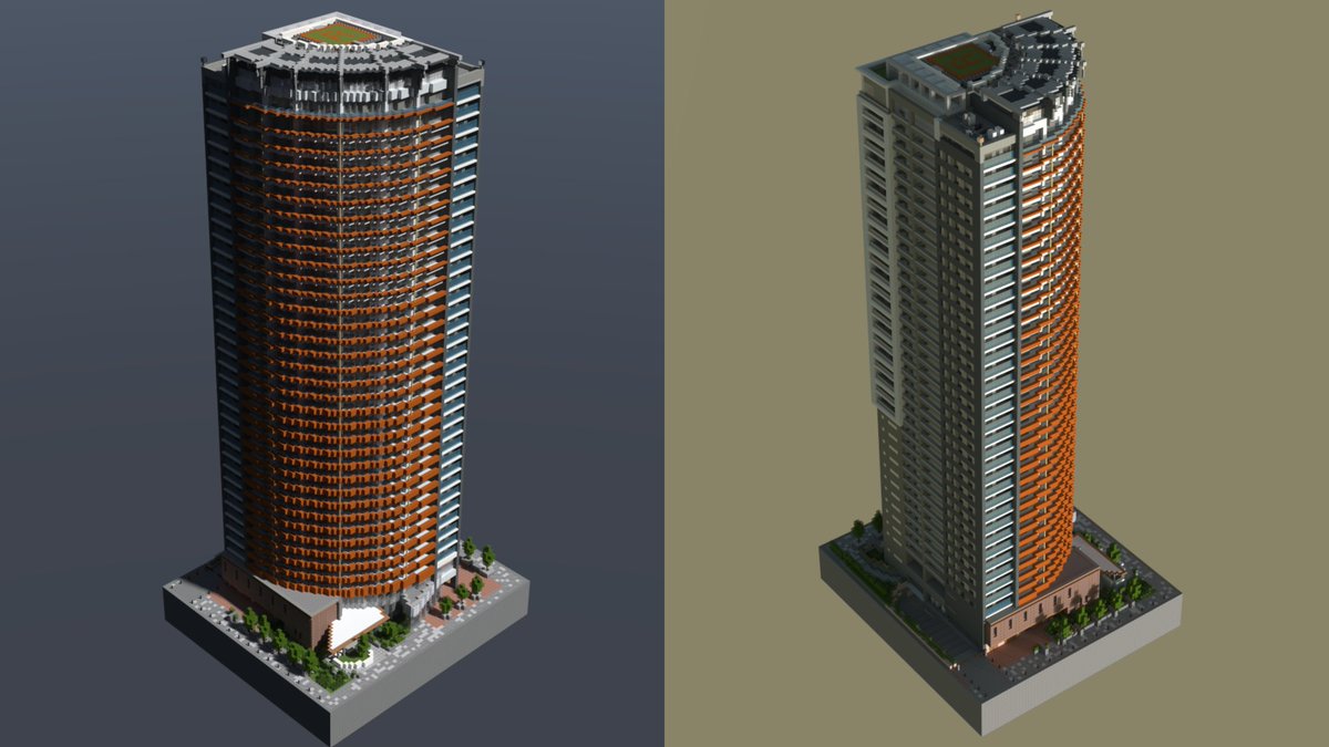 まっきぃ Nightism 高級タワーマンション完成しました モデルは タワーレジデンストーキョー 37階建て 高さは125m 4枚目は本物との比較画像です Minecraft Minecraft建築コミュ リプ欄で画像追加