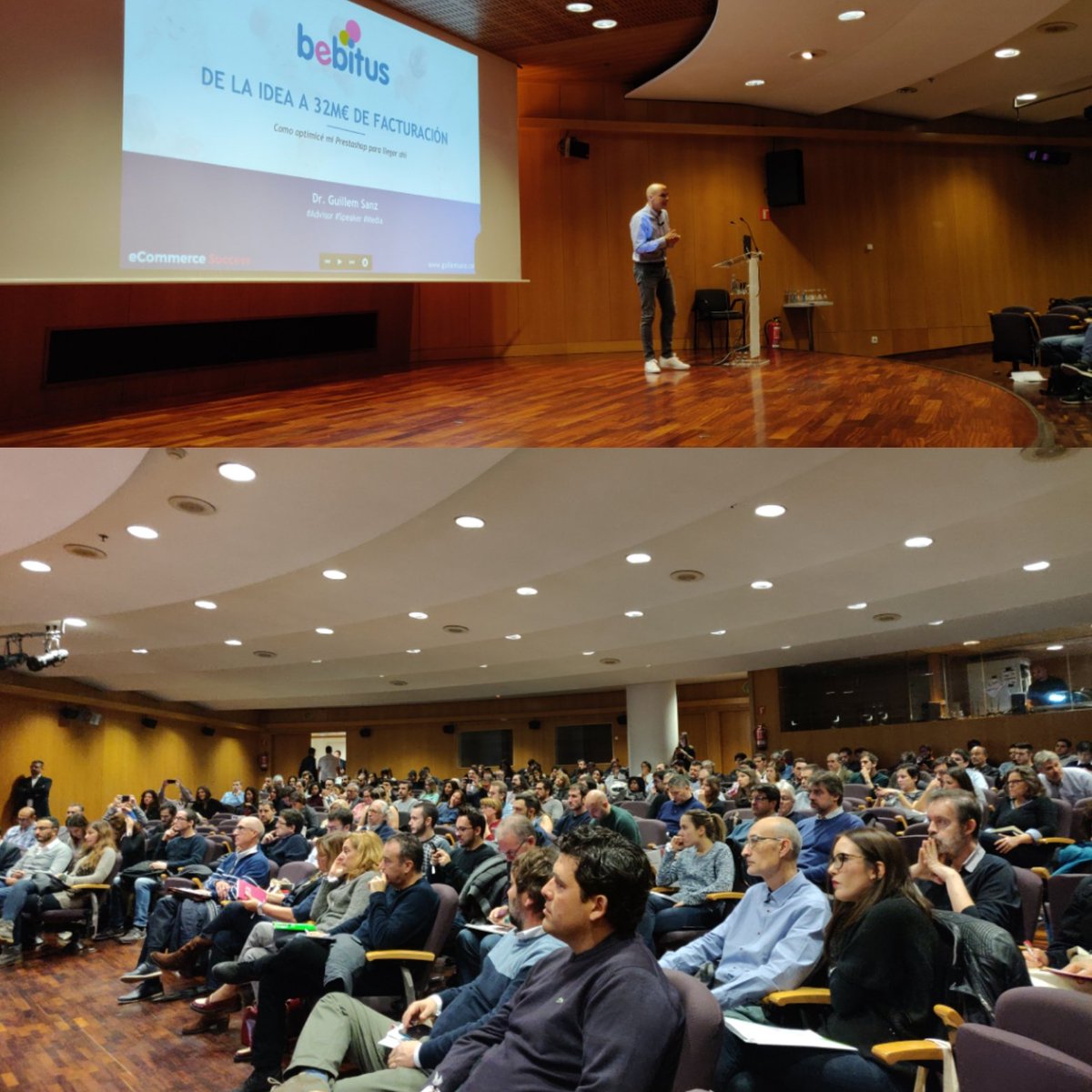 truthwillwin24's tweet photo. RT __MOLI__: Full house to listen to #bebitus' success story at #eSuccessBCN : from an idea to a 32m€ business on #PrestaShop https://t.co/AewpemSxg8