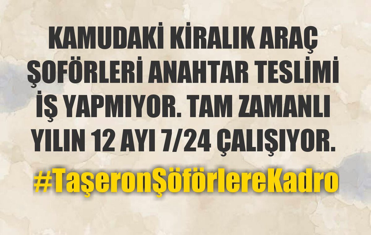 👇 ŞOFÖRLER 👇
👉Ölüme En Yakın VE Ucuza Çalışan Kişilerdir.👇
👉Hakları Ödenemez😢
👇
👉Kamuda Çalışan Taşeron Şoförlere Kadro Haktır .
@arzuerdemDB 
<a href="/RT_Erdogan/">rt_erdogan</a> 
<a href="/emrullahisler/">Emrullah İŞLER</a> 
@fuatoktay06 
<a href="/hasandogan/">Hasan Doğan</a>