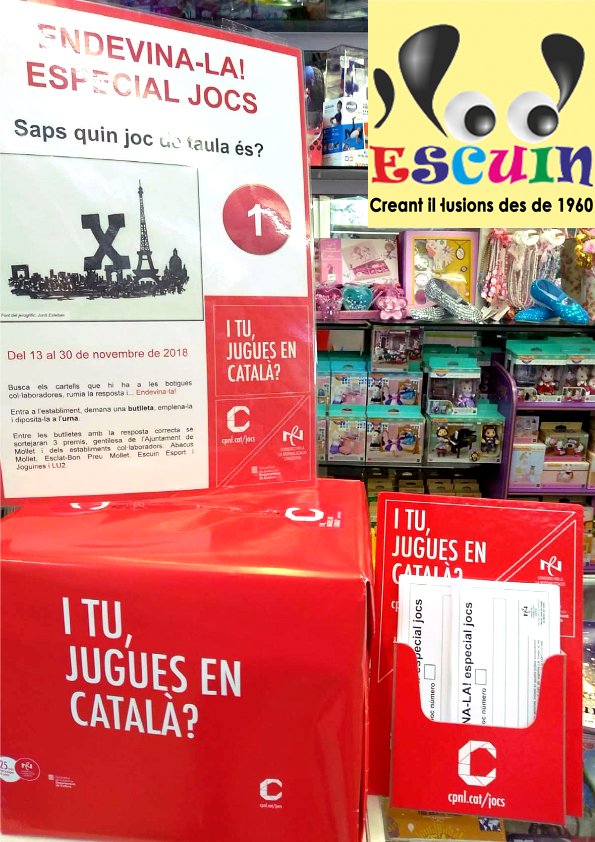 cpnlmollet's tweet photo. A #Mollet juguem en català i volem que tu també hi juguis. Saps la resposta del jeroglífic que trobaràs a Escuin Esports i Joguines, av. Jaume I, 1-3? https://t.co/8iZKGM2Qjj @cpnlcat Gràcies @jordisteban @ajmollet @AbacusCoop #Mollet #Escuin @bonpreuesclat #Mollet @lu2jocs https://t.co/rHr8RwdixF