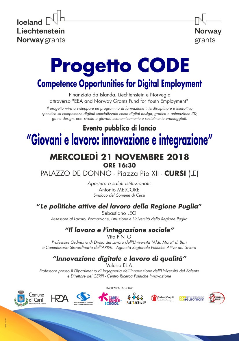 Progetto CODE “Competence Opportunities for Digital Employment”