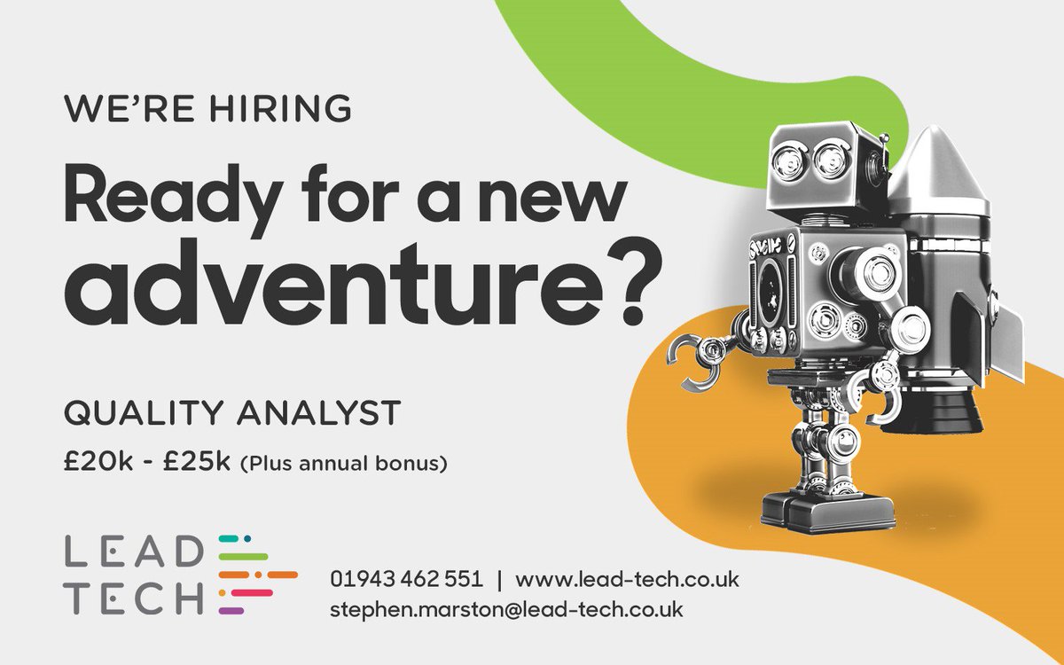 LifeatLeadTech's tweet image. We're looking for a Quality Analyst to join us at Lead Tech. Call listening experience is essential. If you are looking at new roles then get in touch! #lifeatleadtech #leadtech #QA #callquality #calllistening #jobvacancy #leeds #jobopening #jobsinleeds
