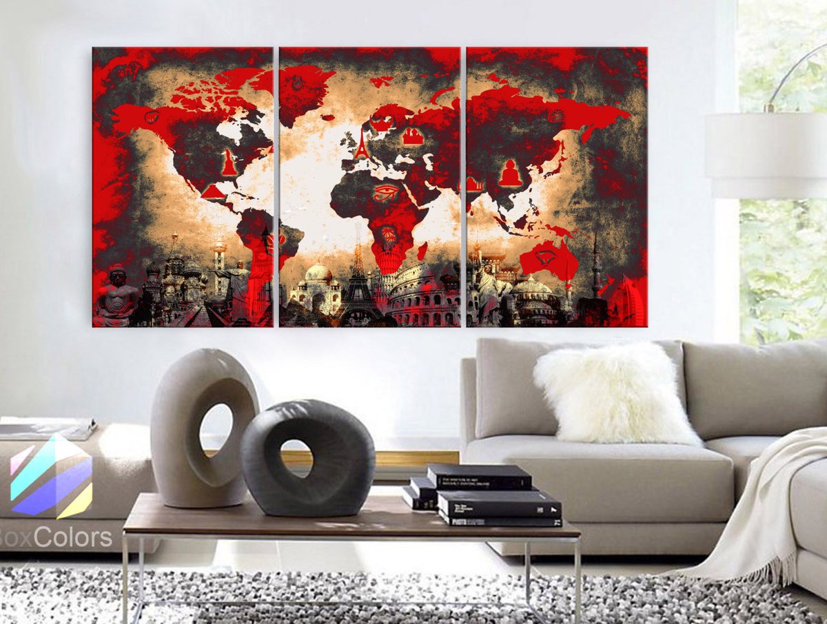 BoxColors3's tweet photo. LARGE 30"x 60" 3 Panels Art Canvas Print Original Wonders of the world Old Paper Map Red Yellow Wall decor Home interior (framed 1.5" depth) https://t.co/fjmBIdXUX0 #Etsy #Artcanvas #Citycanvas #BoxColors #Mapcanvas #WondersOfTheWorld https://t.co/3hkzO21Lm0