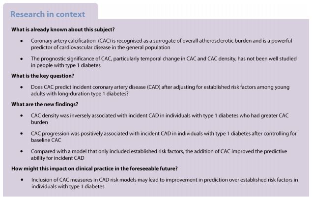 DiabetologiaJnl's tweet image. #Coronary artery calcium  is strongly associated with incident coronary artery disease (CAD) events in individuals with #T1D; its inclusion in CAD risk models may lead to improvement in #riskprediction over established risk factors bit.ly/2TrYAPC