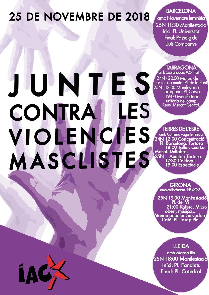 IAC_CATAC_BADIA's tweet photo. El 📆 #25N 🔊🔊 JUNTES CONTRA LES VIOLENCIES MASCLISTES 🔊🔊 ✊✊✊ #NiUnaMenys #EnsVolemVivesILliures #ViolenciaMachista https://t.co/X0FzenSaxt