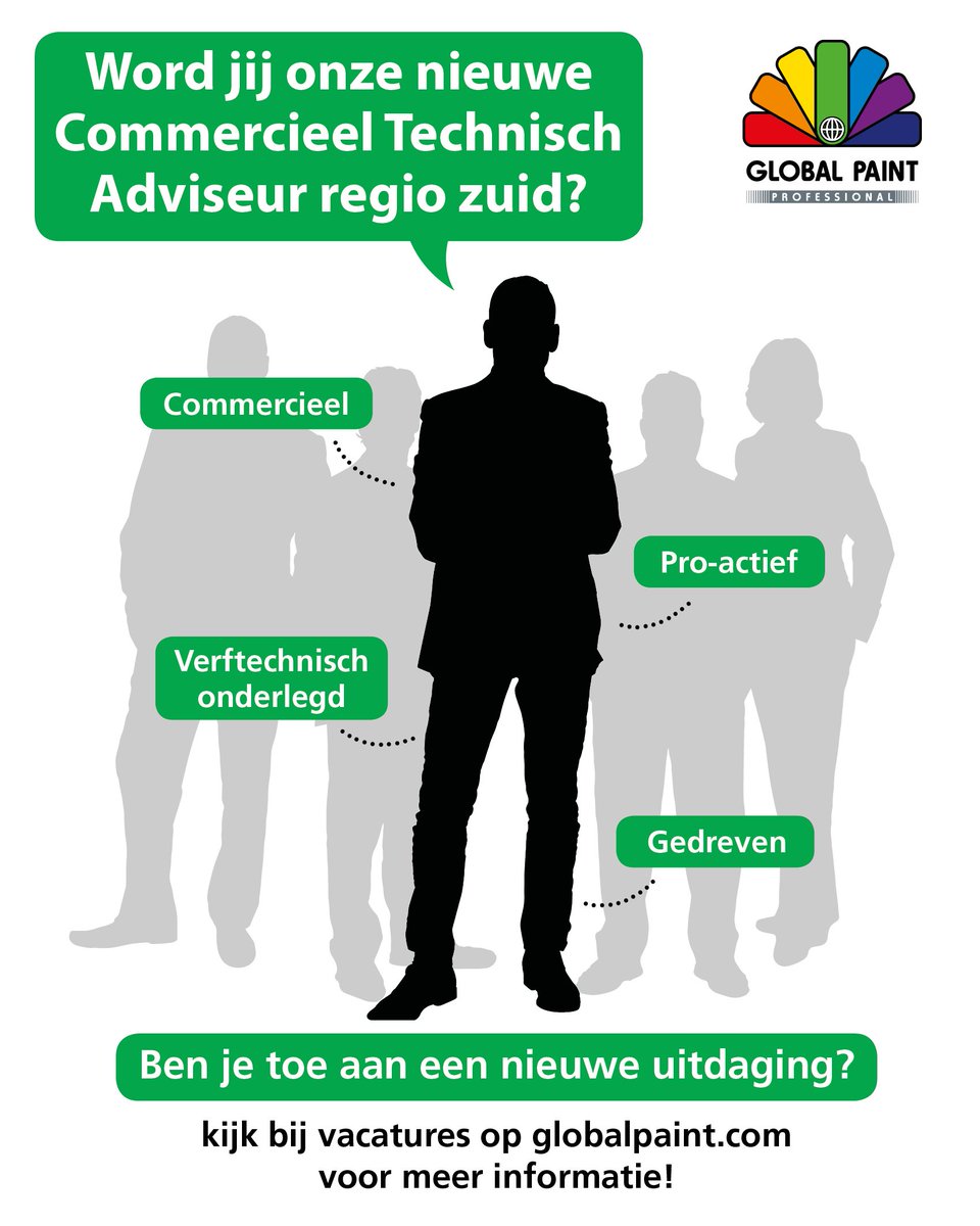 WORD JIJ ONZE NIEUWE COMMERCIEEL TECHNISCH ADVISEUR? 

Voor de regio Zuid-Nederland zijn wij op zoek naar een commerciële collega met een proactieve houding die onze buitendienst komt versterken.

Delen van deze vacature wordt gewaardeerd!

globalpaint.com/nl/nl/vacature…