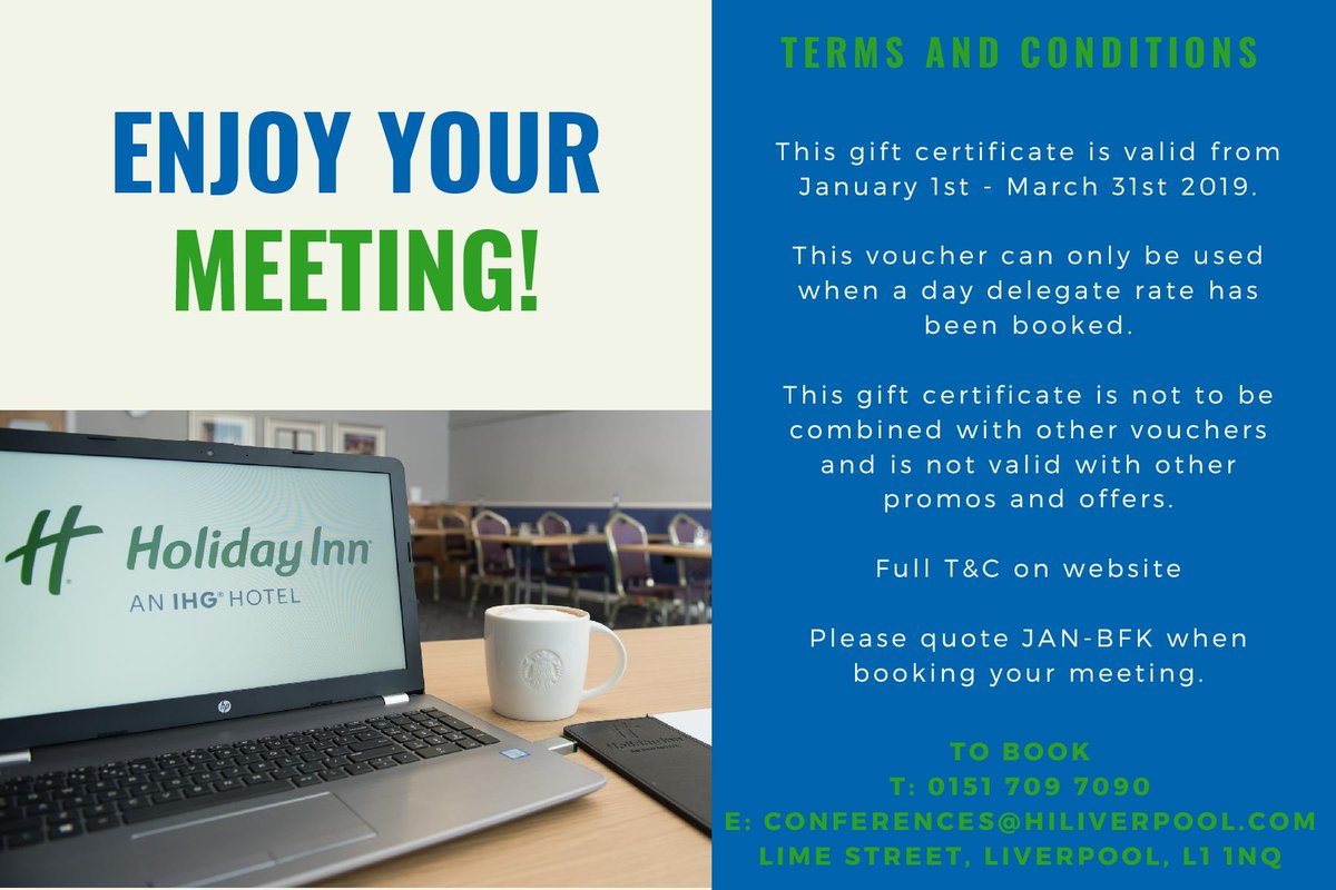 Christmas has come early!🎅🎄 This #meetingmonday we're giving away free breakfast for you and all of your delegates, when you book a day delegate rate with us throughout Jan, Feb &amp; March 2019!🥓🍳 Simply screenshot the voucher below &amp; quote the code when booking🖋️💼 #ihg #offer