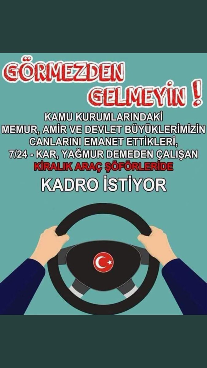 👇 ŞOFÖRLER 👇
👉Ölüme En Yakın VE Ucuza Çalışan Kişilerdir.👇
👉Hakları Ödenemez😢
👇
👉Kamuda Çalışan Taşeron Şoförlere Kadro Haktır .
@arzuerdemDB 
<a href="/RT_Erdogan/">rt_erdogan</a> 
<a href="/emrullahisler/">Emrullah İŞLER</a> 
@fuatoktay06 
<a href="/hasandogan/">Hasan Doğan</a>